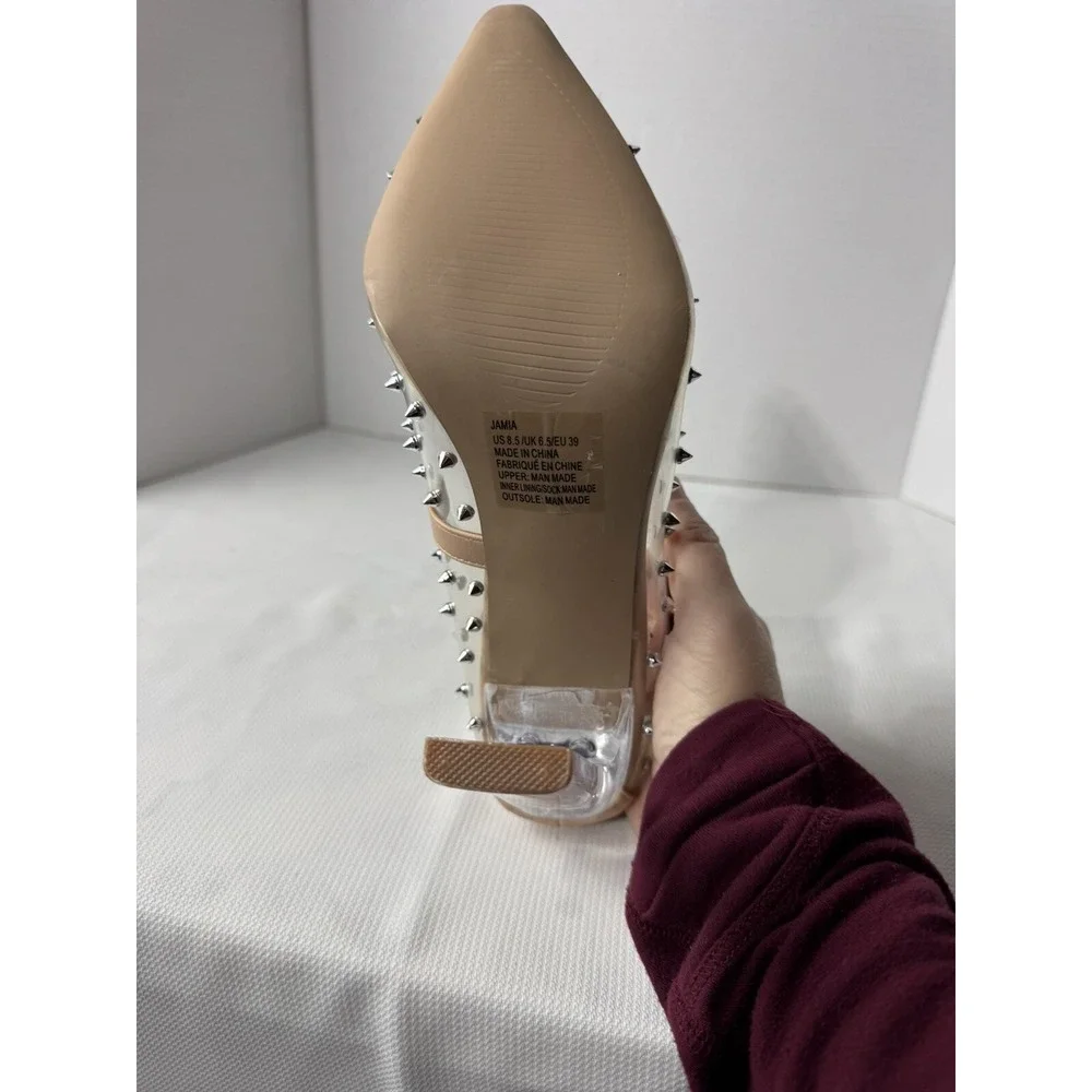 Shoe Dazzle Jamie Clear With Silver Studs Pumps Women's Size 8.5 great for PROM - Picture 14 of 14